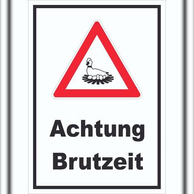 HB-Druck Achtung Brutzeit Schild A2 Rückseite selbstklebend