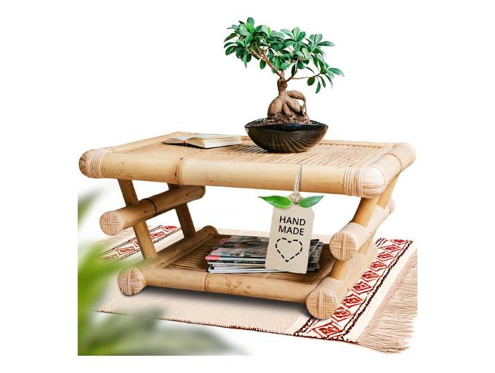 livasia Couchtisch Bambus Couchtisch 85x55x40cm handgefertigt aus Bali, Handarbeit