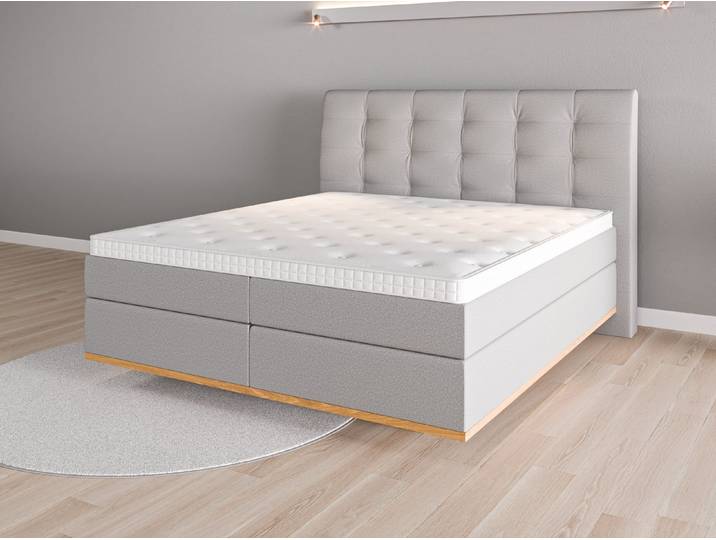 Boxspringbett 180x200 Nr. 1 - Grau (Lichtgrau) - Softwolle