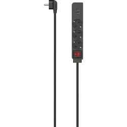 HAMA Steckdosenleiste mit Schalter, 3-fach, 2x USB, 1.4m, schwarz