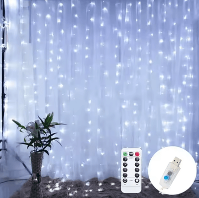 Inspire Curations USB Cascading Garland Fairy Lights white 6mx3m 8 Mode remote