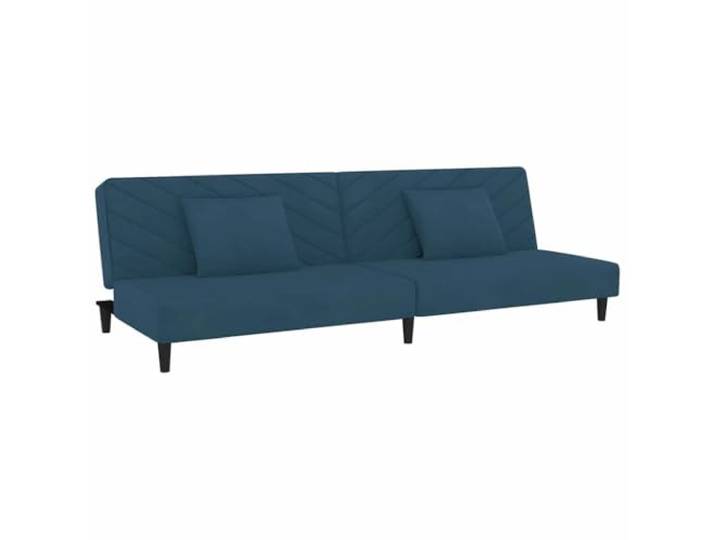 GHVBNMF Schlafsofa 2-Sitzer mit 2 Kissen Klappsofa Blau Samt 200 cm Vielseitiges Klappsofa aus Samt mit Kissen für Schlafzimmer und Besucherraum inklusive Liegefunktion