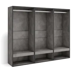 SKRAUT HOME Offener Kleiderschrank, Garderobe mit Einlegeböden, 180x35x145 cm, Schlafzimmer, Kleidung, Schuhe, Moderner Stil, Zementgrau - 439_7