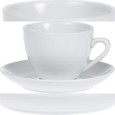 Caterado 6 x Kaffee-Tasse BISTRO, Inhalt 0,20 ltr., mit Untertasse, UNI WEISS, Henkelform rund, Höhe: 6,5 cm.