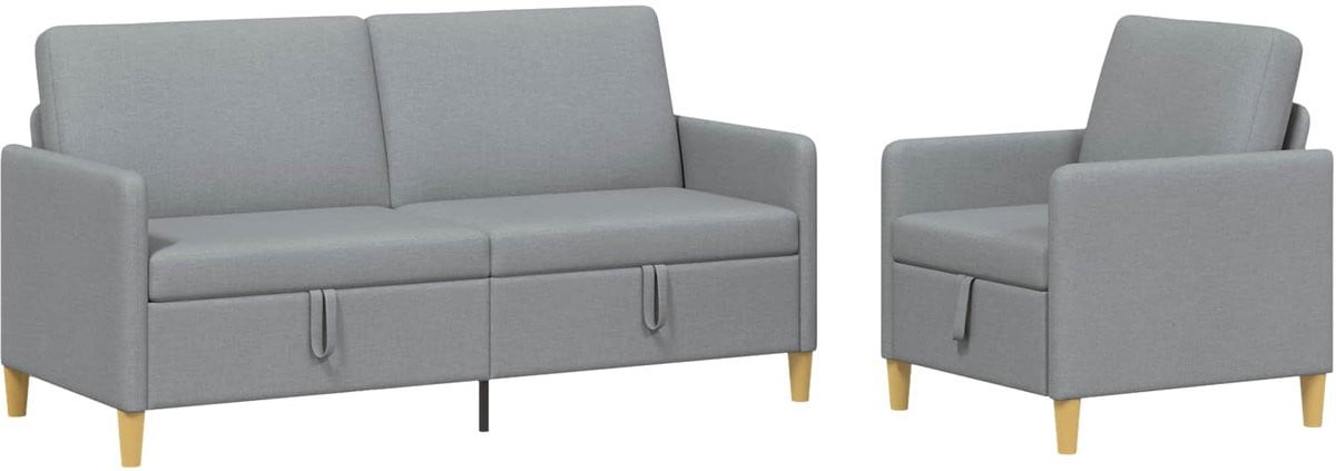 vidaXL Sofa Set met Opslag, 2 stuks, Lichtgrijs, Polyester