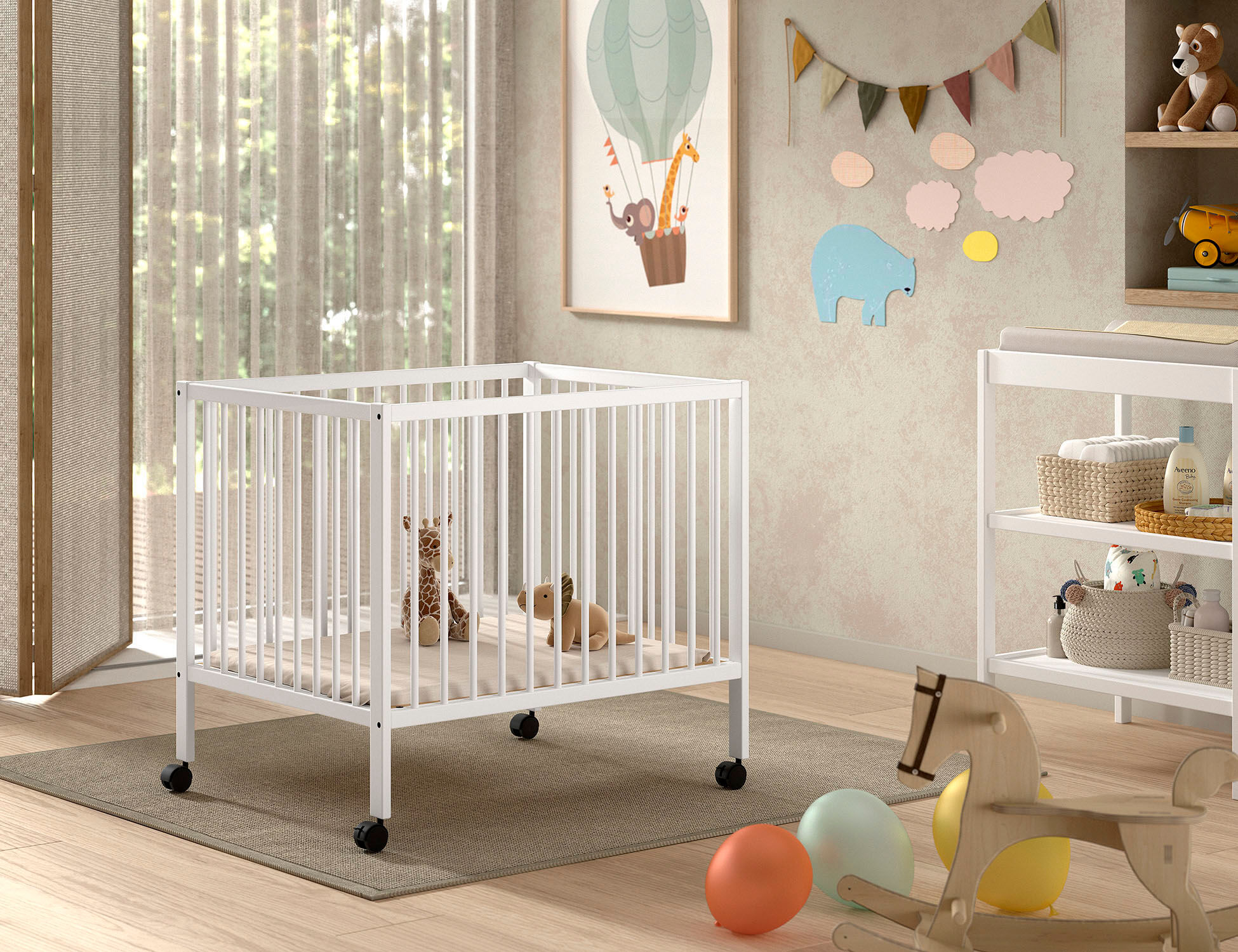 Laufgitter VIPACK "Dino auf Rollen mit 2 Bremsen, universell einsetzbar, Made in Europe", weiss (buche weiß), Laufställe, Laufgitter, hochwertig verarbeitet, Buche massiv, verschiedene Farben erhältlich buche weiß Einheitsgröße