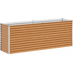 Helloshop26 - Hochbeet im Industriedesign für den Außenbereich 195 x 50 x 68 cm optimale Entwässerung aus verzinktem Stahl hellbraun