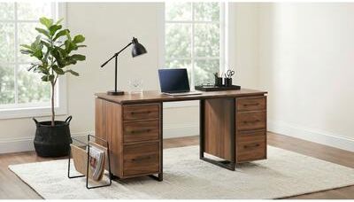 Coaster Berhalter 6-drawer Double Pedestal File Computer Desk Walnut