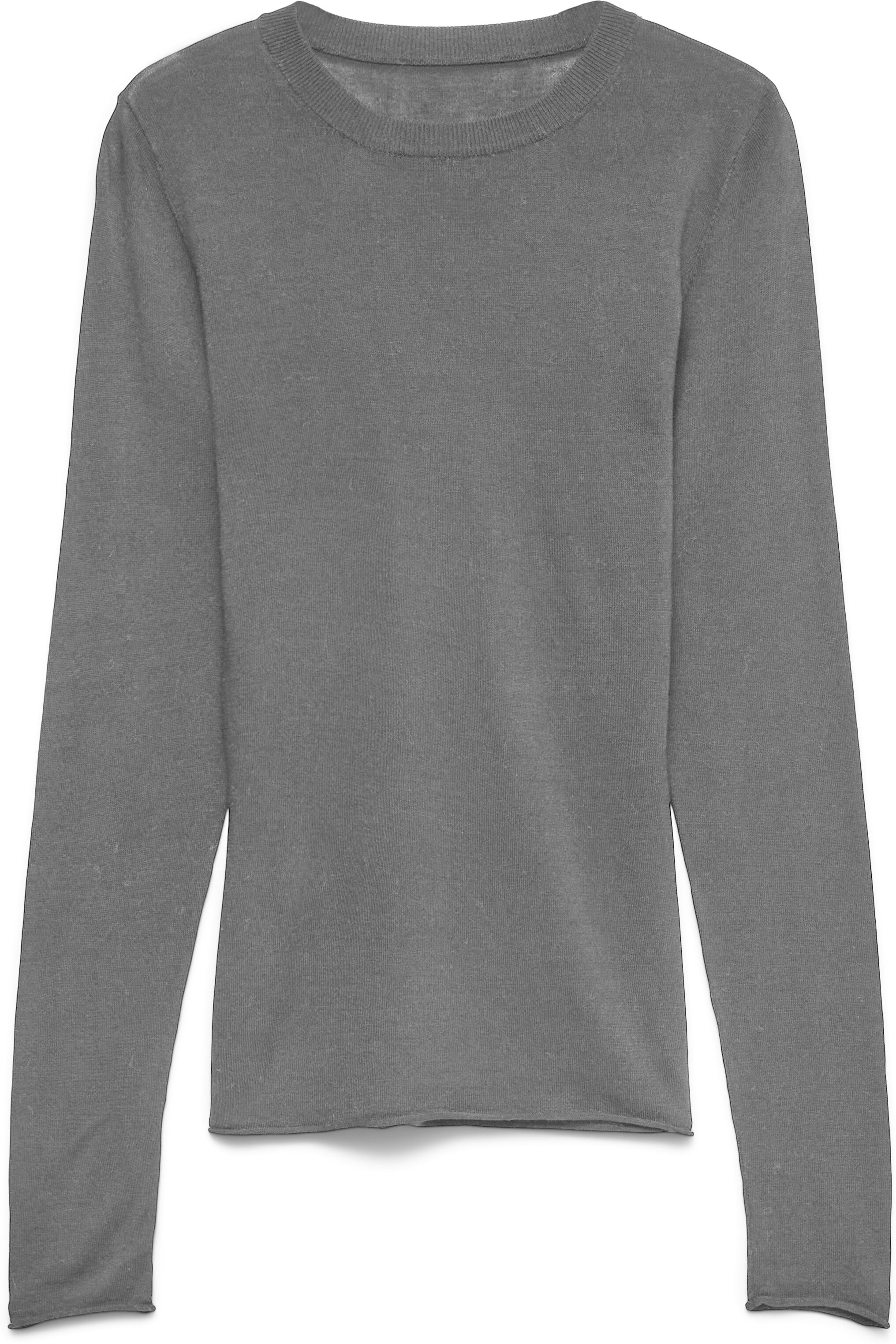 Strickpullover VERO MODA "VMKAMILE LS O-NECK PULLOVER NOOS", Damen, Gr. M, grau (medium grau melange), Strick, Obermaterial: 83% Viskose, 17% Nylon, unifarben, normal, Rundhals, Pullover Strickpullover, Viskosemischung medium grau melange M