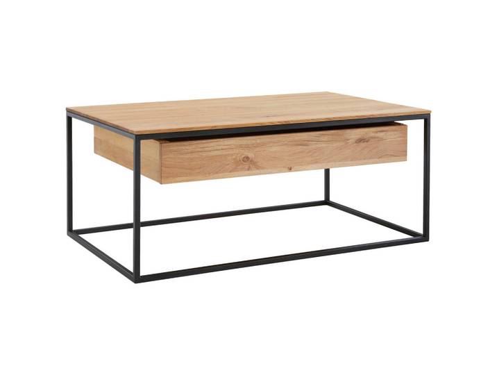 Couchtisch, Braun/Schwarz, 60x100x41.5 cm, Eiche, 1 Schublade, Modern, Novel