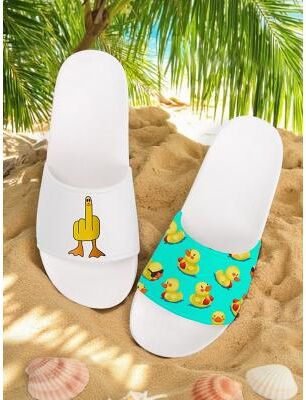 LightInthebox Men's Duck-printed Slide Sandals – Laid - Back Cool Style for Men in Summer Beach Trips, Barbecues Casual Outdoor Gatherings