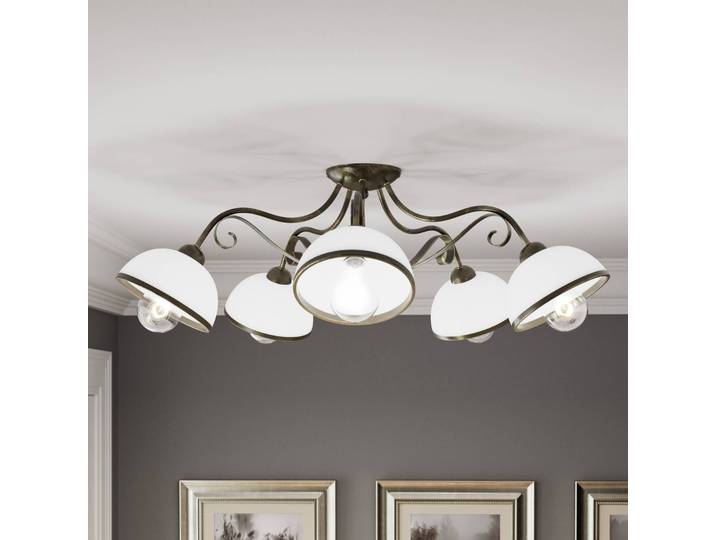 Deckenleuchte Antica Luminex, dimmbar, bronze / altmessing, für Wohn- / Esszimmer, Glas, Landhaus / Rustikal