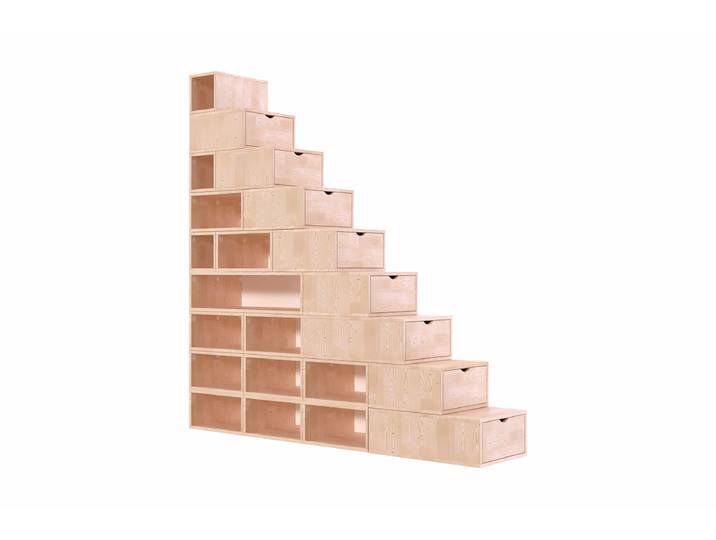 Escalier cube de rangement hauteur 225 cm 225 cm Vernis Naturel