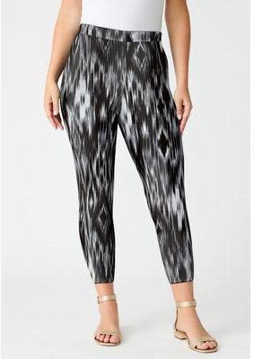 Plus Size Women's Plus Size Essential Stretch Capri Legging by Roaman's in Black Ikat Diamonds (Size 30/32) Activewear Workout Yoga Pants