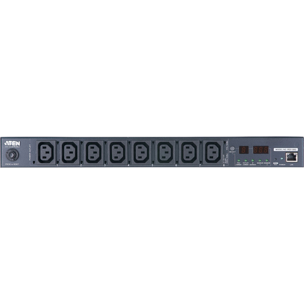 ATEN PE5108G-AX-G Stroomverdelingsunit, 1U, Zwart, 8 AC-aansluitingen, C13-verlenger, 3 meter