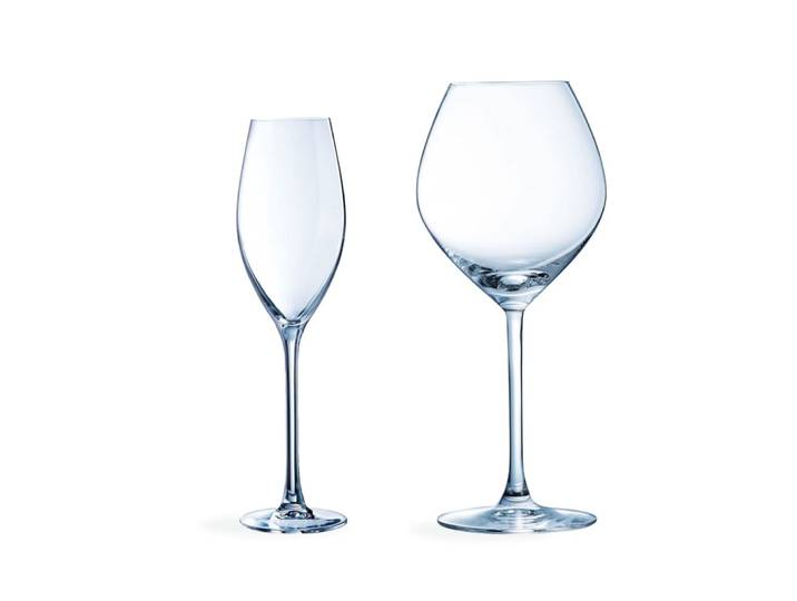 Ensemble 12 pièces, verres à pied 55 cl et flûtes à champagne