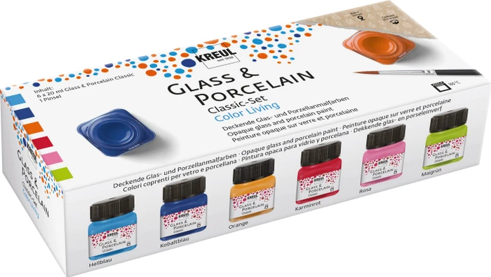 KREUL Farbset für Glas und Porzellan LIVING 6 x 20 ml