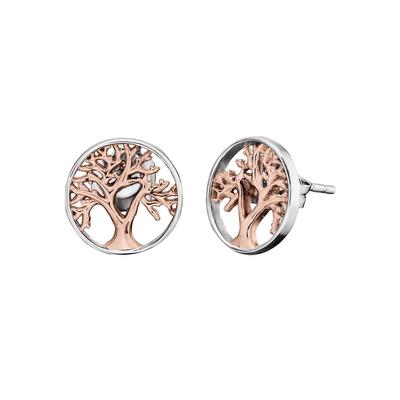 Paar Ohrstecker ENGELSRUFER "Indian summer OHRSTECKER LEBENSBAUM", rosa (silber, 925, roségoldfarben), Ohrringe, Damen, 12mm, Silber 925 (Sterlingsilber)