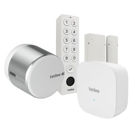 Tedee Set GO2 Alu Bridge Keypad + Türsendor (Elektronische Zahlenkombination, Fingerabdruck, Smartphone) (5906288551935)