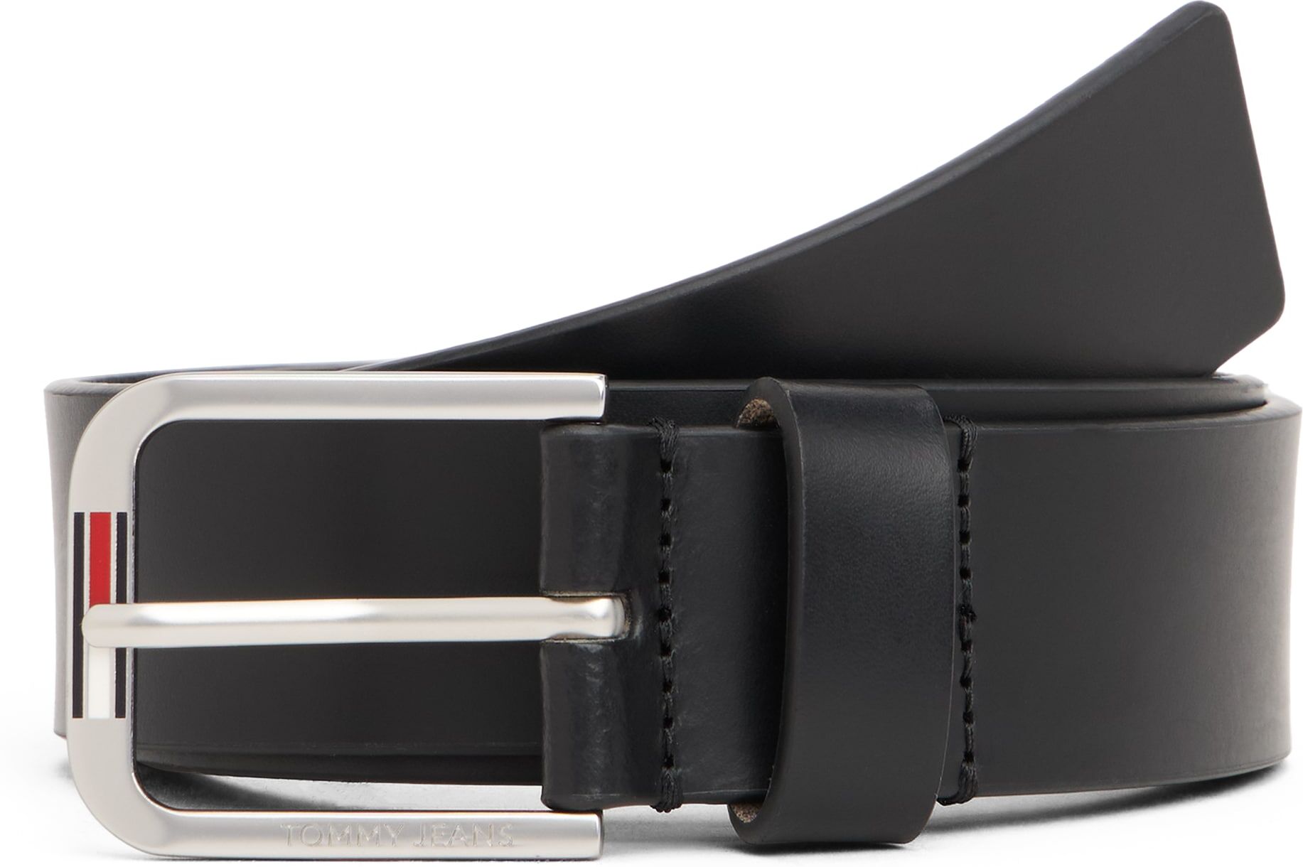 Ledergürtel TOMMY JEANS "TJM AUSTIN 3,5 cm breit", Herren, Gr. 115, schwarz, Rindsleder, Gürtel Ledergürtel, 3,5 cm, glattes Finish, quadratische Schnalle schwarz 115