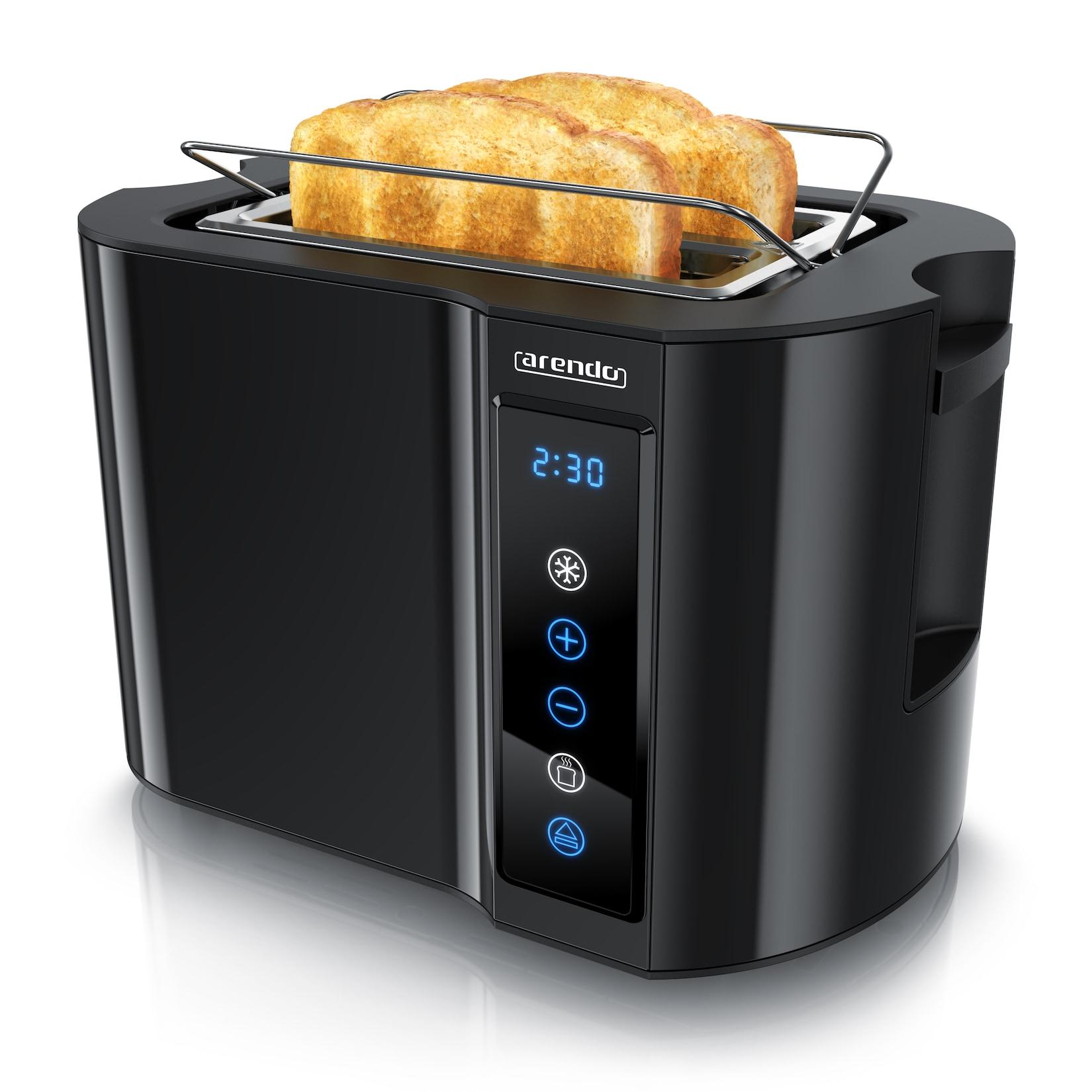 Arendo Toaster, Edelstahl, mit Brötchenaufsatz, Display & Touch, wärmeisoliert, verschiedene Schlitze