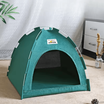 Inspire Curations Foldable Pet Tent House With Breathable Cooling Mat four Seasons Green m 42x42x36cm