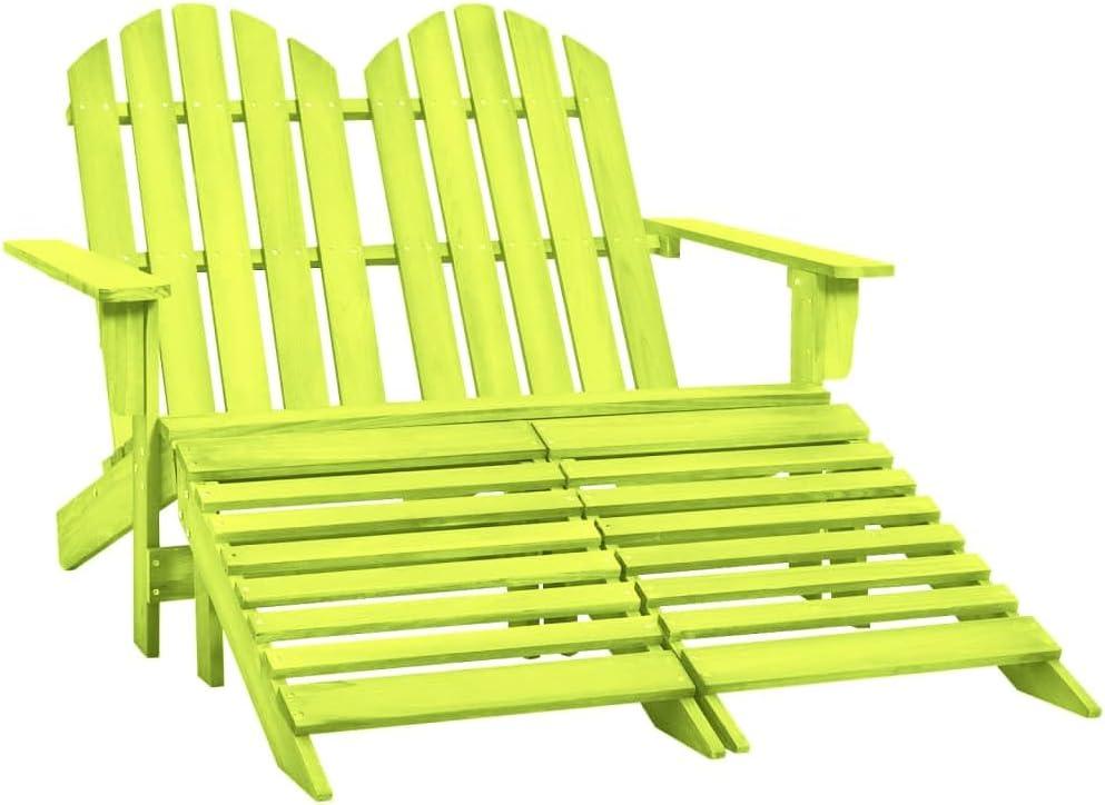 Gartensessel Adirondack für 2 Personen aus massivem Tannenholz mit Fußhocker, stabil und ergonomisch, mit abnehmbarer Fußstütze für zusätzliche Unterstützung