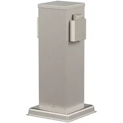 ledscom.de Garten Steckdosensäule POLLY für außen, IP44, 2-fach, Edelstahl, edelstahl, eckig, 27 cm