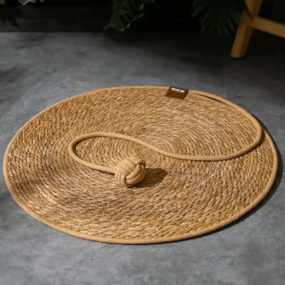 Inspire Picks Natural Rattan Cat Scratcher Mat Nail Sharpening Pad & Furniture Protector mat And Ball 40cm
