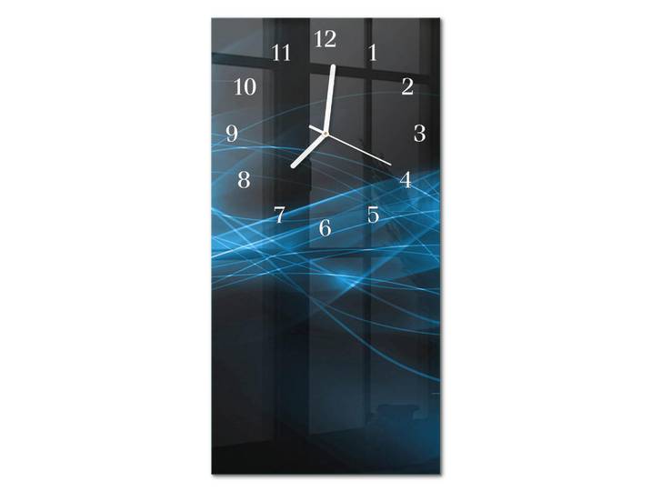Tulup Wanduhr 30x60 cm - Anis, Blau, Glas, Rechteckig, 30x60x0.4 cm, Dekoration, Uhren, Wanduhren