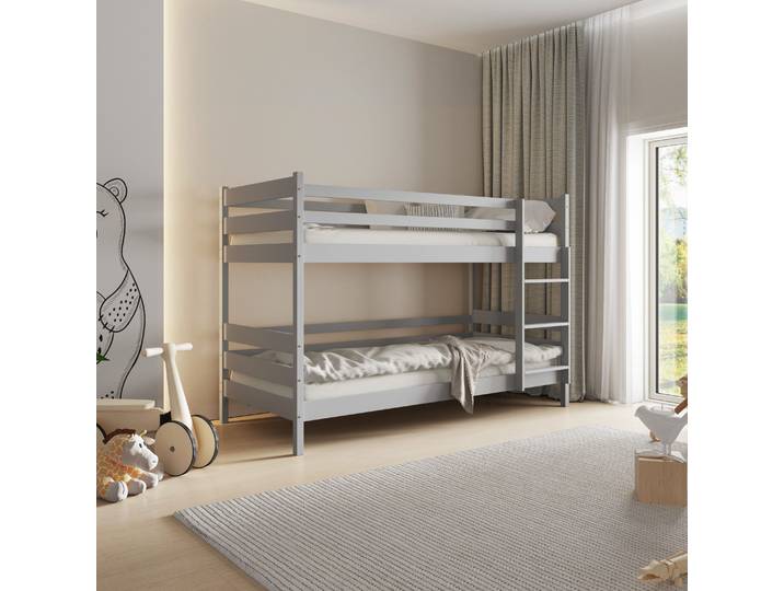 SIMBA Etagenbett 80x160 cm Kinderzimmer Grau Holz Langlebig