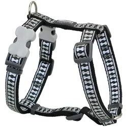 Red Dingo Hundegeschirr Knochen Reflektierend 30-48 cm Schwarz (One Size, Hund, Allgemein, Hundesport, Spazieren), Halsband + Leine