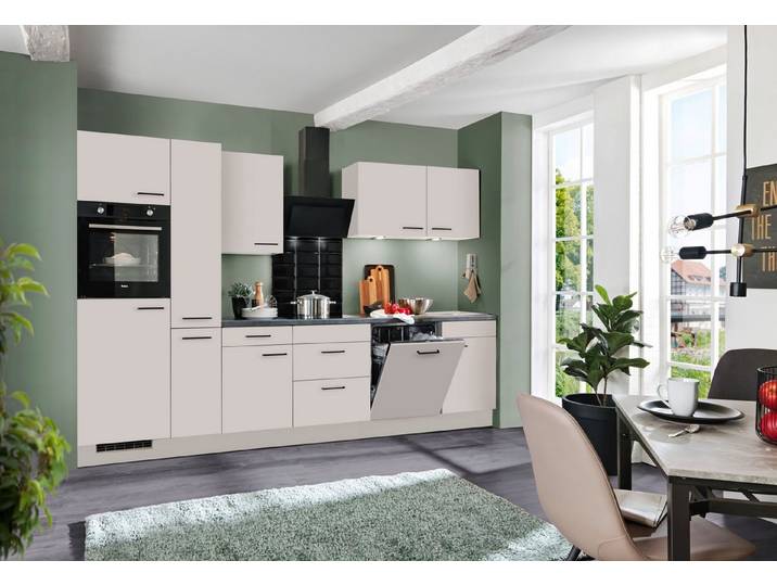 wiho Küchen Küche Nisos, Soft-Close, 310 cm, Backofen matt schwarz, Teleskopauszug