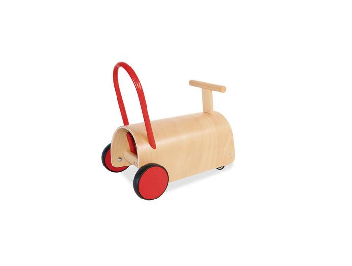 Pinolino Lauflernhilfe, Naturfarben, Rot, Holz, B 31 cmxH 45 cmxL 47 cm, Hinterrad mit Gummierung, Spielzeug, Babyspielzeug, Lauflernwagen