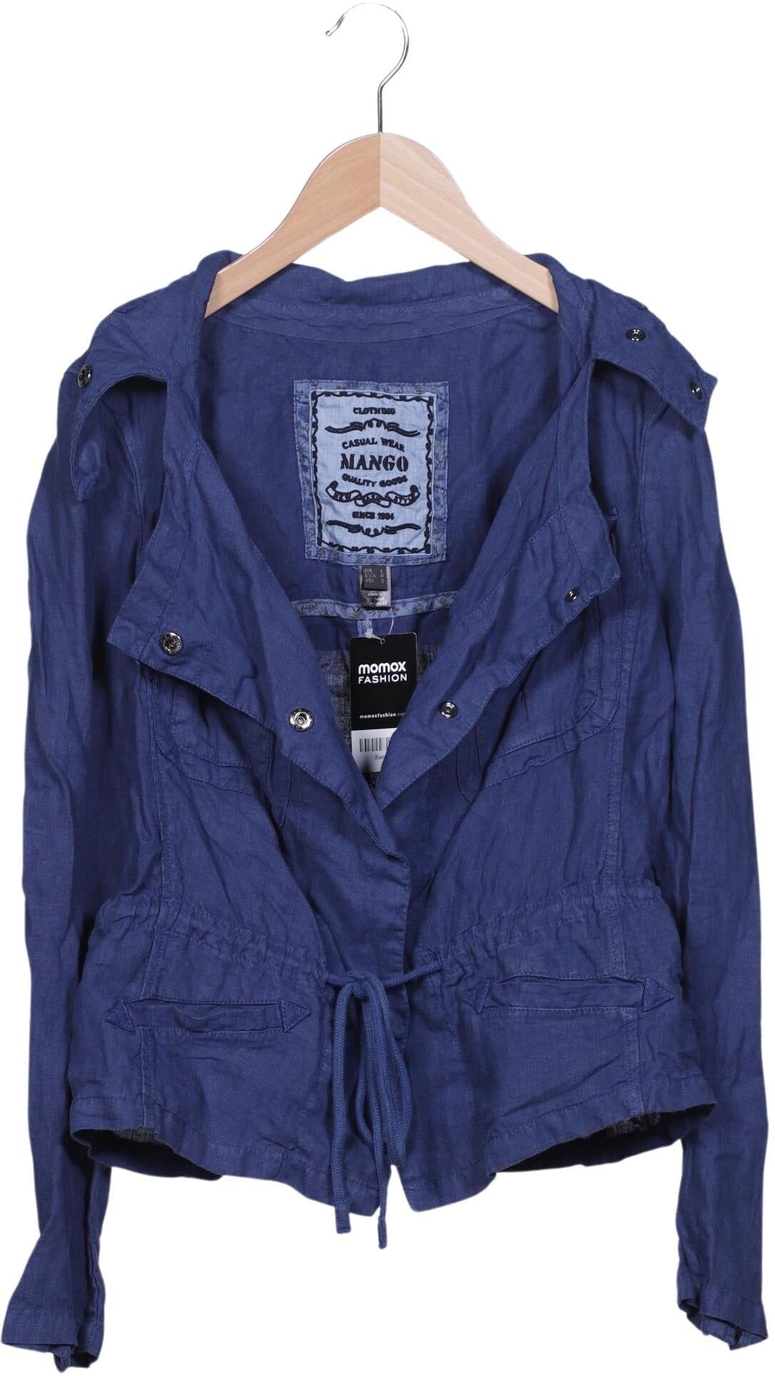 Mango Damen Jacke, Marineblau, Gr. L, Leinen - Second Hand