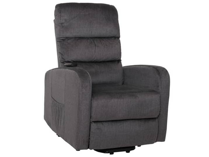 Mendler Fernsehsessel HWC-K62 Metall Chenille - dunkelgrau Sessel, Relaxsessel, TV-Sessel, Liegefunktion, Aufstehhilfe, elektrisch