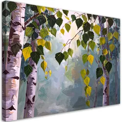 WANDBILD, Birkenwald Natur grüne Blätter