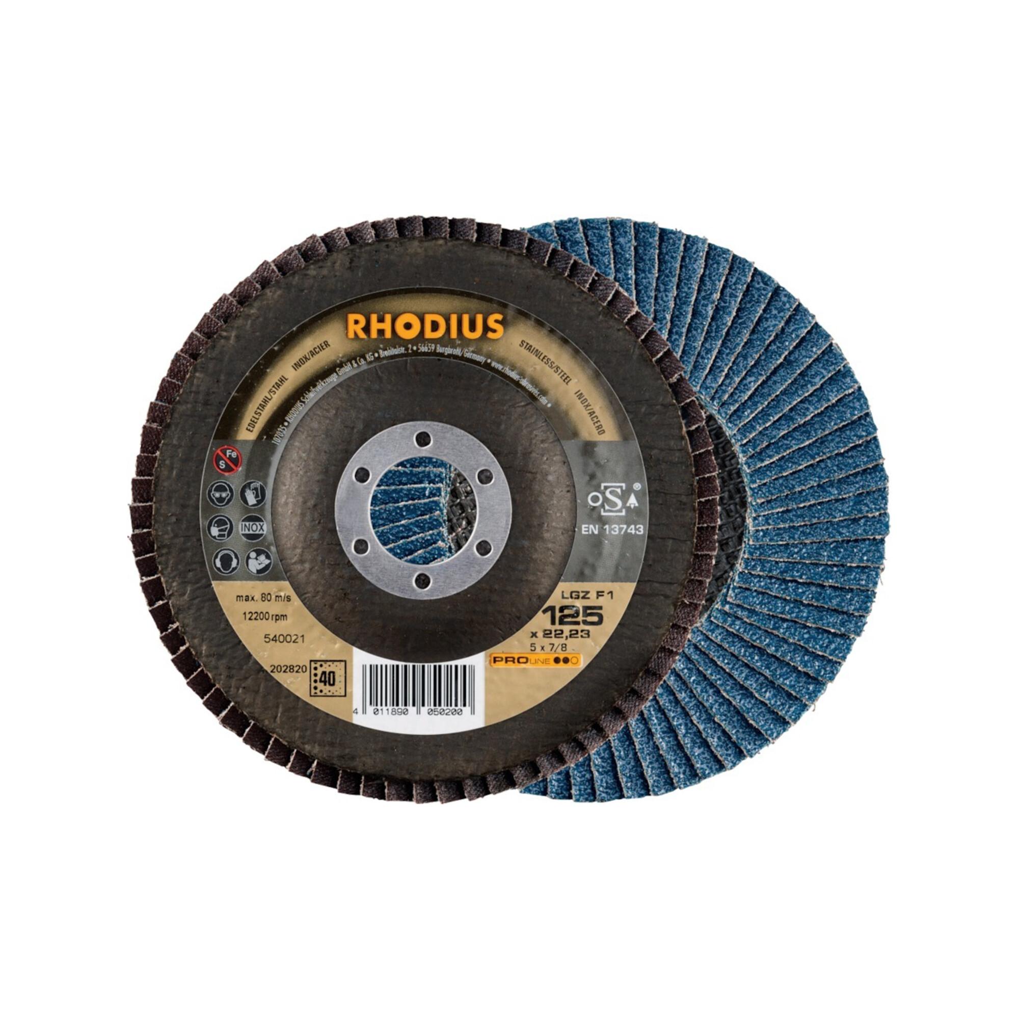 RHODIUS Lamellenschleifscheibe LGZ F1 125mm K 40 (202820)