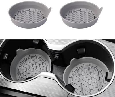 Inspired Finds Universal Silicone Car Cup Holder Coasters Non Slip Interior Pads (2 4pcs) grey 2pcs