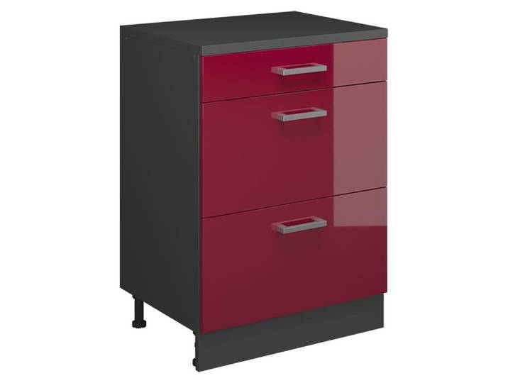 Meuble sous pente Vicco R-Line Rouge brillant 60cm sans pente avec 3 tiroirs\, Model 61701