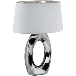 Schreib Nacht Tisch Lampe Wohn Schlaf Zimmer Textil Lampe silber weiß im Set inkl. LED Leuchtmittel