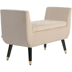 LUXUS Sitzbank Polsterbank mit Stauraum Beige 107 x 42 x 65 cm