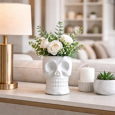 Sagebrook Home Decorative Ceramic Skull Table Vase
