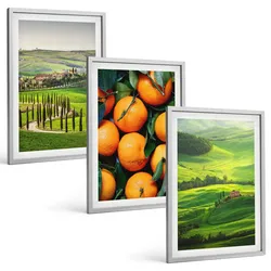 BILDER SET 3er Set - 40x60 cm Silberner Rahmen - Italienische Landschaft mit Orangen