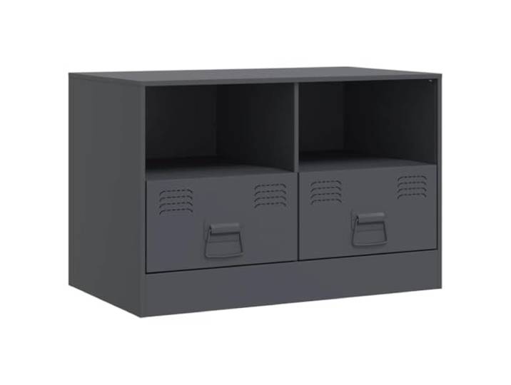 LKJephalotrope TV-Schrank Anthrazit 67x39x44 cm Kaltgewalzter Stahl Kompakte TV-Kommode fürs Wohnzimmer mit 2 Schubladen und Ablagen, tragfähig bis 90 kg für Fernseher von 51 bis 76 cm.