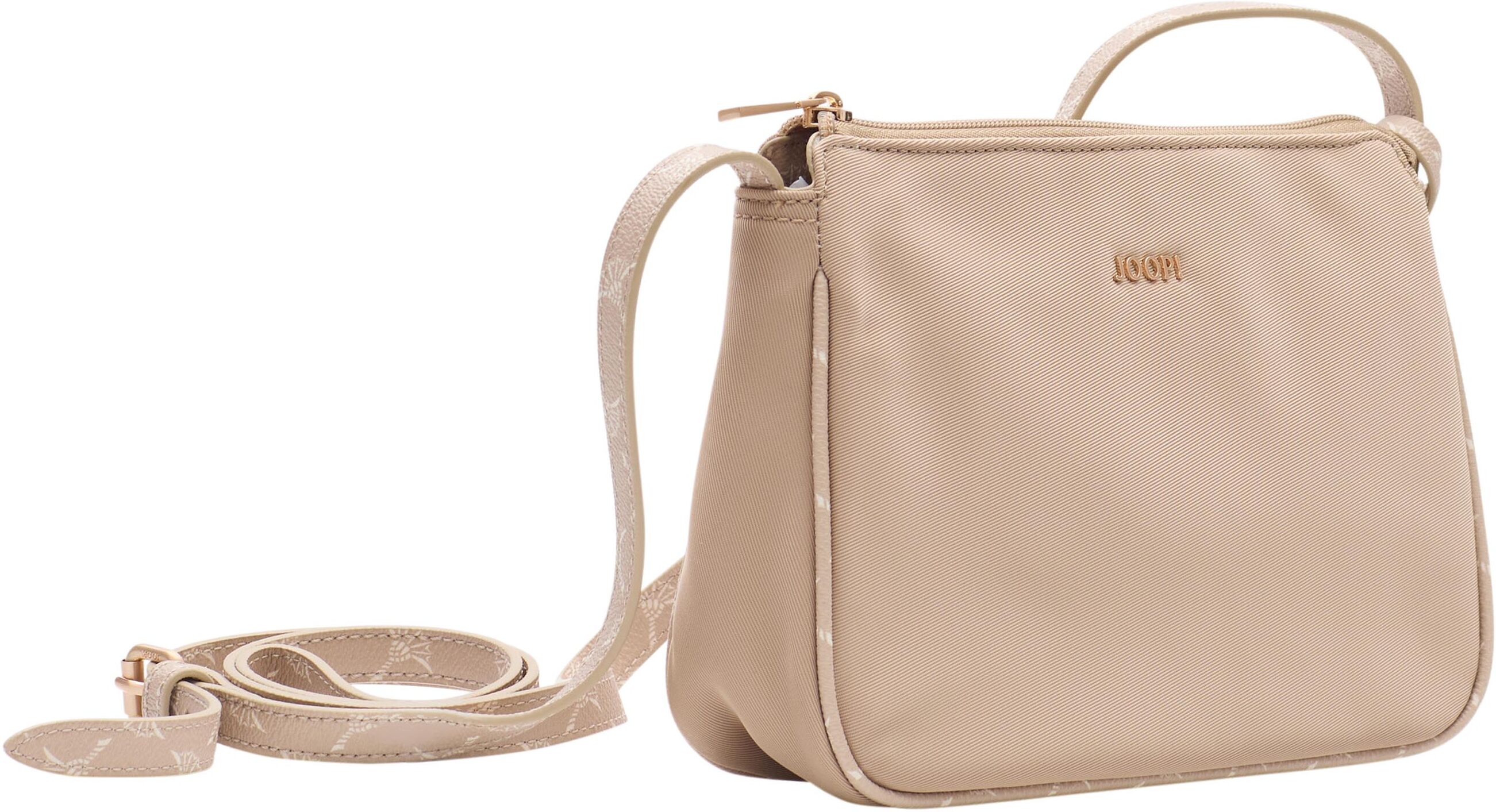 Joop! Schultertasche JOOP "roma jasmina shoulderbag shz", Damen, Gr. B/H/T: 24cm x 15cm x 6cm, sesame, Lederimitat, Taschen Schultertasche, Damen Henkeltasche, Handtasche, Umhängetasche mit Logoapplikation sesame B/H/T: 24cm x 15cm x 6cm