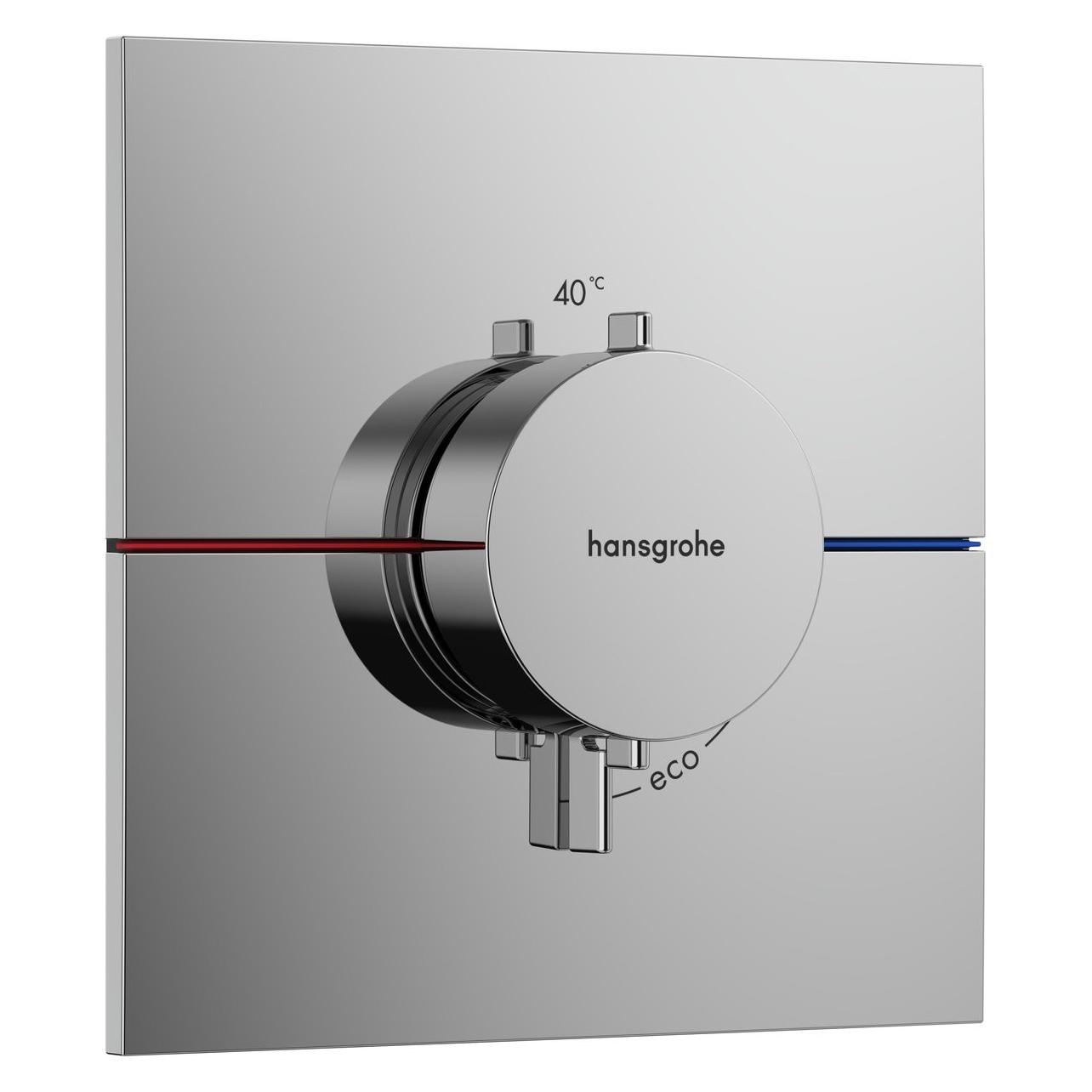 hansgrohe ShowerSelect Comfort E Thermostat, Unterputz, 1 Verbraucher, eckige Rosette, 15574 (15574000)