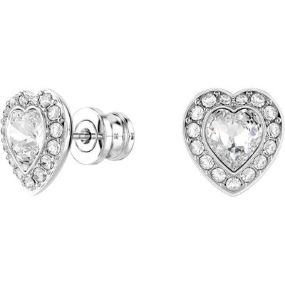 Paar Ohrstecker SWAROVSKI "Schmuck Geschenk Ariana Grande Ohrringe Herz", silber (metallfarben, kristallweiß, kristallweiß), Ohrringe, Damen, Metall, mit Swarovski Kristall