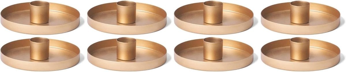 Novaliv Set van 8 goudkleurige tafelkaarsenhouders voor adventskrans, diameter: 6 cm