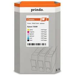 Prindo, Druckerpatrone, kompatibel mit Epson T2428  ////Cyanhell/Pinkhell (BK, C, CL, LM, M, Y)